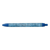 Gepersonaliseerde naam, Blue Zig Zag Design Zwarte Inkt Pen (Voorkant)