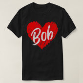 Gepersonaliseerde naam Bob Heart I Love Bob  Tan T-shirt (Design voorkant)