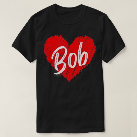 Gepersonaliseerde naam Bob Heart I Love Bob  Tan T-shirt (Design voorkant)