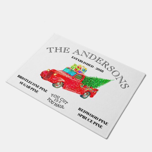  gepersonaliseerde naam boerderij kerst deurmat (Schuin)