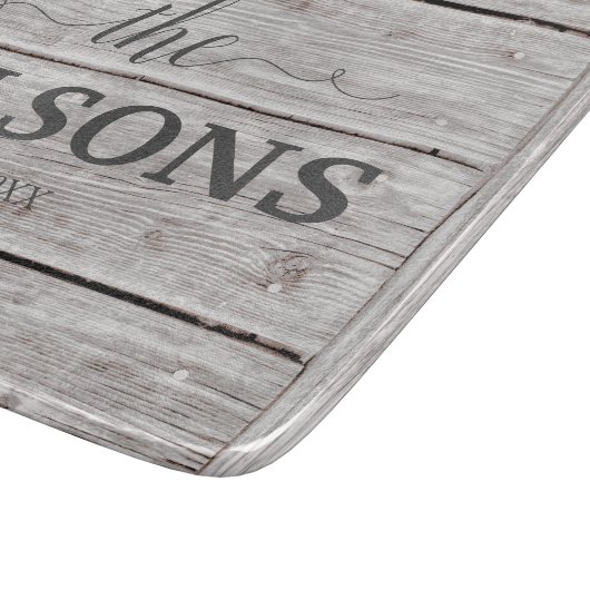 Gepersonaliseerde naam boerderij rustieke faux oud snijplank (Hoek)
