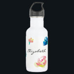 Gepersonaliseerde Naam Boho Bloem waterverf schild Waterfles<br><div class="desc">Chique en stijlvol ingericht met boho stijl bloemen met behulp van waterverf verven. Personaliseer dit ontwerp met jouw naam met behulp van de aanpassingstool.</div>