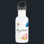 Gepersonaliseerde Naam Boho Bloem waterverf schild Waterfles<br><div class="desc">Chique en stijlvol ingericht met boho stijl bloemen met behulp van waterverf verven. Personaliseer dit ontwerp met jouw naam met behulp van de aanpassingstool.</div>
