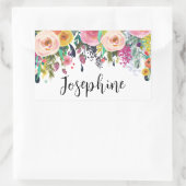 Gepersonaliseerde naam Boho Bloemen Slaapkamer Kwe Rechthoekige Sticker (Tas)