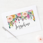 Gepersonaliseerde naam Boho Bloemen Slaapkamer Kwe Rechthoekige Sticker (Envelop)