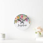 Gepersonaliseerde naam Boho Bloemen Slaapkamer Kwe Ronde Klok (Huis)