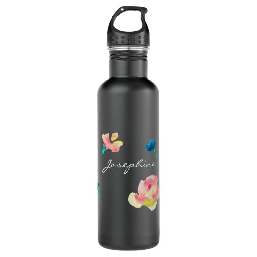 Gepersonaliseerde naam, Boho Flower waterverf schi Waterfles (Voorkant)