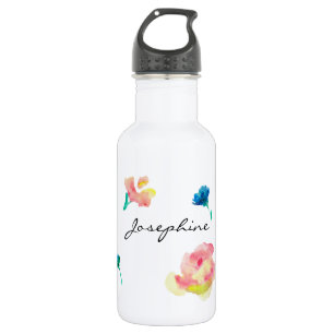 Gepersonaliseerde naam, Boho Flower waterverf schi Waterfles