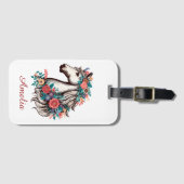 Gepersonaliseerde naam Boho Paard met bloemen Bagagelabel (Voorkant (horizontaal))