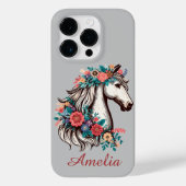 Gepersonaliseerde naam Boho Paard met bloemen Case-Mate iPhone Case (Achterkant)