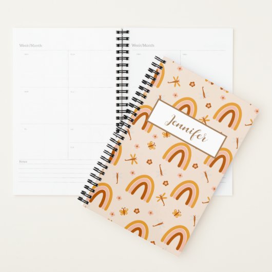 Gepersonaliseerde naam Boho Rainbow Planner (Display)