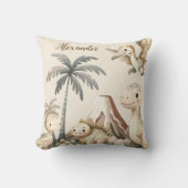 Gepersonaliseerde naam Boho Schattigee dinosaurus Kussen (Voorkant)