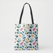Gepersonaliseerde naam Boho Yellow Waterverf Flowe Tote Bag (Voorkant)