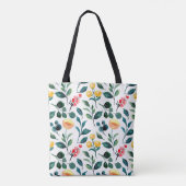 Gepersonaliseerde naam Boho Yellow Waterverf Flowe Tote Bag (Achterkant)