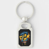 Gepersonaliseerde naam Bold Graffiti Initiaal "E" Sleutelhanger (Voorkant)