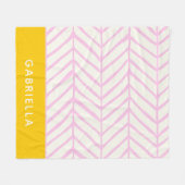 Gepersonaliseerde naam Bold Pink Yellow Chevron Li Fleece Deken (Voorkant (Horizontaal))