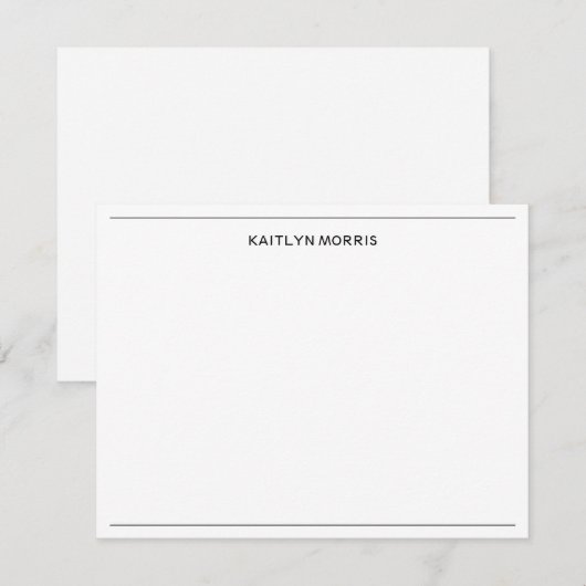 Gepersonaliseerde naam Border Zwart Wit Notitiekaartje (Voorkant / Achterkant)