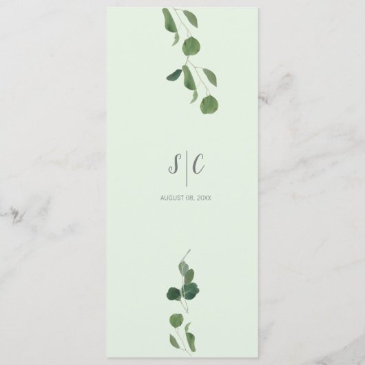 Gepersonaliseerde naam Botanische groene bladeren  Menu (Achterkant)