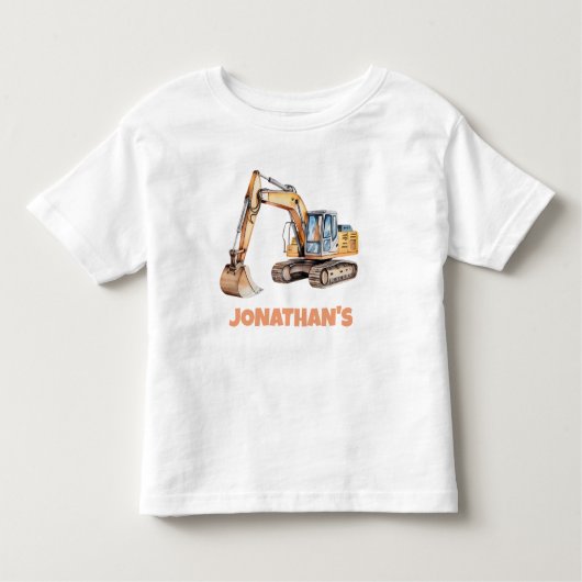 Gepersonaliseerde Naam Bouw Voertuig Graafmachine Kinder Shirts (Voorkant)