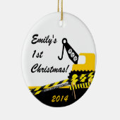 Gepersonaliseerde naam bouwkraan keramisch ornament (Rechts)