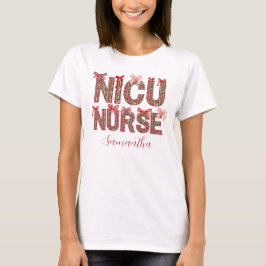 Gepersonaliseerde naam Bow NICU Nurse Christmas Sh T-shirt