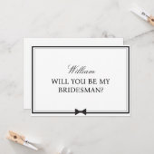 Gepersonaliseerde naam Bowtie Bridesman Voorstel Kaart (Voorkant / Achterkant in situ)