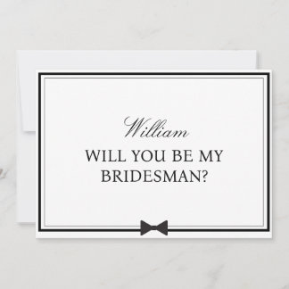 Gepersonaliseerde naam Bowtie Bridesman Voorstel Kaart