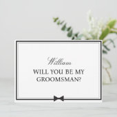 Gepersonaliseerde naam Bowtie Groomsman Voorstel Kaart (Staand voorkant)