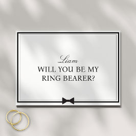 Gepersonaliseerde naam Bowtie Ring Drager Voorstel Kaart
