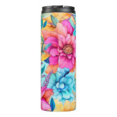 Gepersonaliseerde naam Bright Pink Floral Unieke G Thermosbeker (Achterkant)