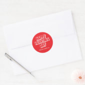 Gepersonaliseerde naam Bright Red Valentijnsdag va Ronde Sticker (Envelop)