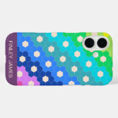 Gepersonaliseerde naam Bright Retro Modern Geometr Case-Mate iPhone Case (Achterkant (horizontaal))