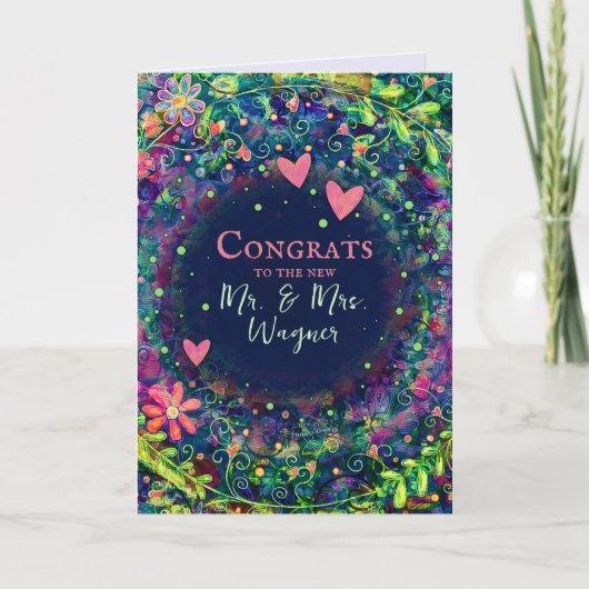 Gepersonaliseerde naam Bruiloft Modern Paarse Eleg Kaart (Voorkant)