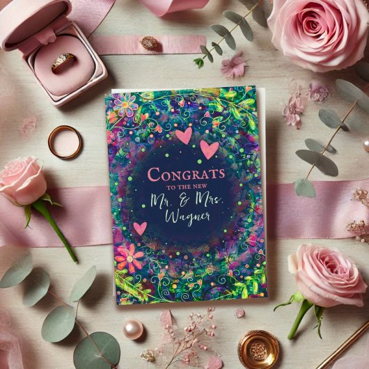 Gepersonaliseerde naam Bruiloft Modern Paarse Eleg Kaart