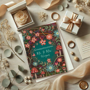 Gepersonaliseerde naam Bruiloft Paddestoel Elegan Kaart