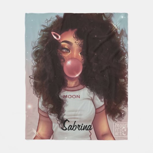 Gepersonaliseerde Naam Bubble Zwart Meisje Deken (Voorkant)