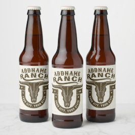 Gepersonaliseerde NAAM Bull Steer Skull Westerne R Bier Etiket