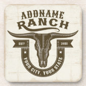 Gepersonaliseerde NAAM Bull Steer Skull Westerne R Bier Onderzetter (Voorkant)
