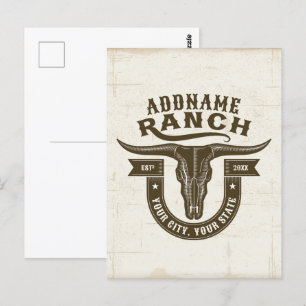Gepersonaliseerde NAAM Bull Steer Skull Westerne R Briefkaart