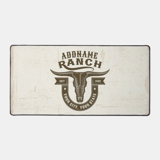 Gepersonaliseerde NAAM Bull Steer Skull Westerne R Bureaumat (Voorkant)