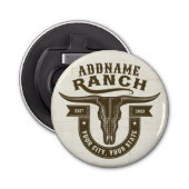 Gepersonaliseerde NAAM Bull Steer Skull Westerne R Button Flesopener (Voorkant)