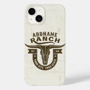 Gepersonaliseerde NAAM Bull Steer Skull Westerne R Case-Mate iPhone 14 Hoesje