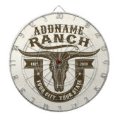 Gepersonaliseerde NAAM Bull Steer Skull Westerne R Dartbord (Voorkant)
