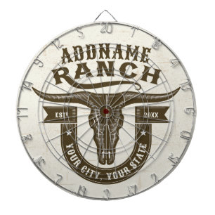 Gepersonaliseerde NAAM Bull Steer Skull Westerne R Dartbord