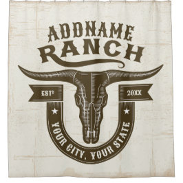 Gepersonaliseerde NAAM Bull Steer Skull Westerne R Douchegordijn