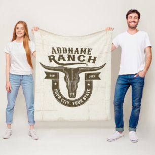 Gepersonaliseerde NAAM Bull Steer Skull Westerne R Fleece Deken