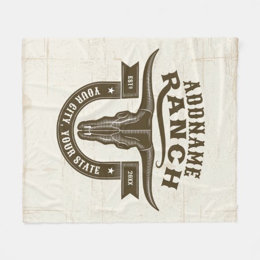 Gepersonaliseerde NAAM Bull Steer Skull Westerne R Fleece Deken (Voorkant (Horizontaal))