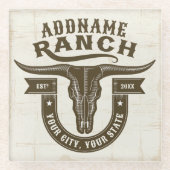 Gepersonaliseerde NAAM Bull Steer Skull Westerne R Glazen Onderzetter (Voorkant)