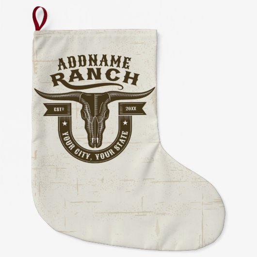 Gepersonaliseerde NAAM Bull Steer Skull Westerne R Grote Kerstsok (Voorkant)