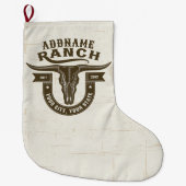 Gepersonaliseerde NAAM Bull Steer Skull Westerne R Grote Kerstsok (Voorkant)